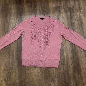 Banana Republic Dusty Pink Silk Blend Cardigan with Ruffles Size Large